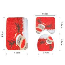 3PCS-SET Christmas Toilet Rug Set UK, Red Color, Polyester Material, 3pcs-Set Christmas Toilet Rug Included, Size Shown As The Picture - Red - View 2