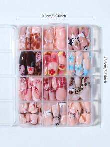 24pcs/Set Medium Square Shiny Colored French Manicure Nail Stickers, Containing Glter, Full Coverage Acrylic False Nails, Inclus 1pc Jelly Gel And 1pc Nail File, Suable For Women And S For Daily Work, Study And Garings - Nhiều màu 16 - Xem 2