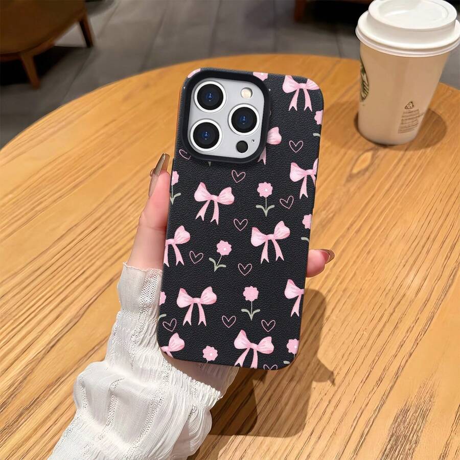 Funda protectora de teléfono con Fundas Para Celular Lazos Corazones Flores Rosa Pastel regalo de moda minimalista interesante para hombres y mujeres, adecuado para  16/15/15Pro/15ProMax/14/13/12/11/MAX,  17,  17 Air,  17 PRO, Max Series,A14/A15/S23 Ultra/A50/A12/A32/A52/A72/A51/A21S/A13/A14/S22 Ultra/S23/A33/A53/S20 FE diseño creativo y de moda para hombres y mujeres - Negro* - Ver 1