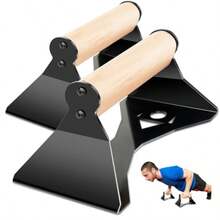 Parallettes Push Up Handles - Heavy Duty Steel Frame With Ergonomic Beech Wood Grips Calisthenics Equipment For Strength Training Anti-Slip Push Up Bars For Home Gym 250kg Capacity - Wood - View 1
