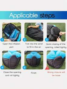 Inflatable Sofa With Pillow - Travel Air Chair, Camping Lounger, Portable Inflatable Couch, Portable Air Lounger For Camping, Beach & Outdoor Relaxing; Lightweight Foldable Air Mattress Chair, Built-In Pillow And Back Support,Easy-Deflate Compact Carry Bag For Park, Camping, Hiking, Beach Lounging, Poolside, Picnics, Rvs, Music Festivals, Backyard & Travel - Multicolor - View 10