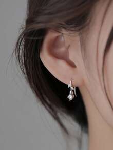 一对闪亮郁金香耳环，小众奢华设计，时尚优雅，适合约会、派对和日常佩戴。 - 銀色 - 查看 5