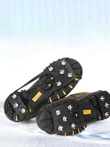 1 Pair Outdoor Anti-Slip Shoe Covers, 8-Teeth Stainless Steel Ice Cleats For Snow, Ice Traction Crampons For Winter Slip Prevention - Black - View 6
