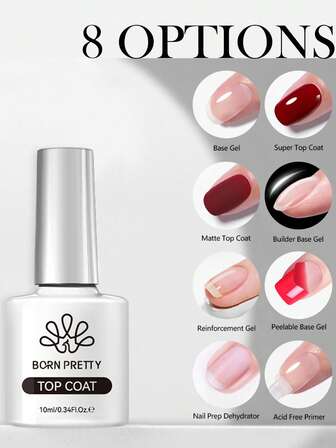  BORN PRETTY 10ml 底胶超级亮面封层套装 指甲油凝胶套装 超亮泽持久封层 哑光封层