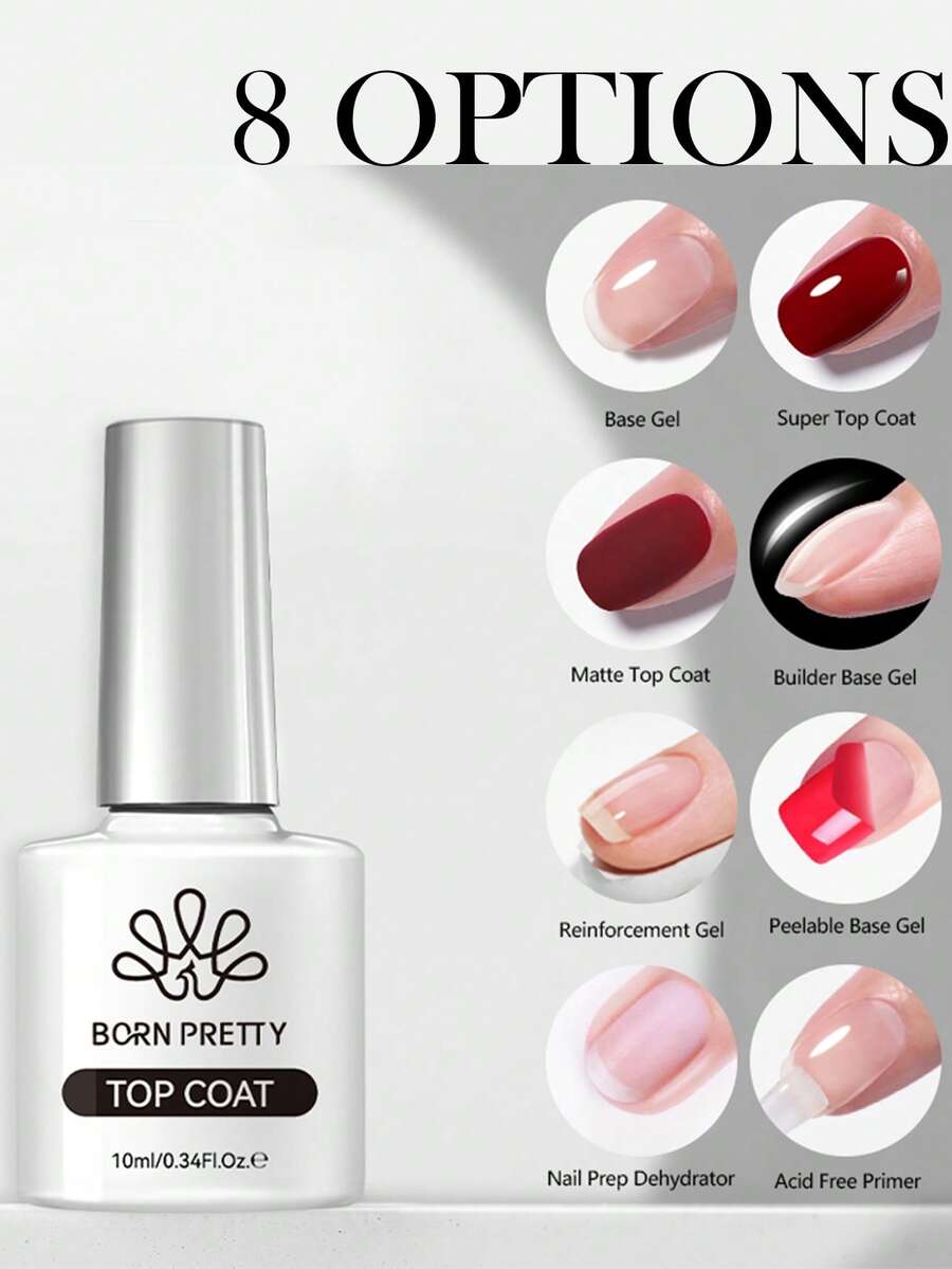 BORN PRETTY 10ml 底胶超级亮面封层套装 指甲油凝胶套装 超亮泽持久封层 哑光封层