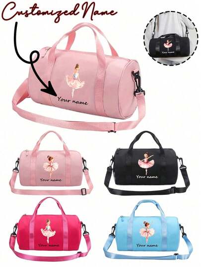 Personalized Customized Name Duffel Bag Dance Bag -Match With The Same Ballet Pendant,Waterproof Sports Duffel Bag , Versatile Crossbody Travel Gym Bag, Large Capacity Gym Bag, Stylish Durable Dance Gear Organizer Ideal For Dancers, Athletes & Daily Use, Perfect For Practice, Performances, Workouts & Trips,New Year's,Christmas