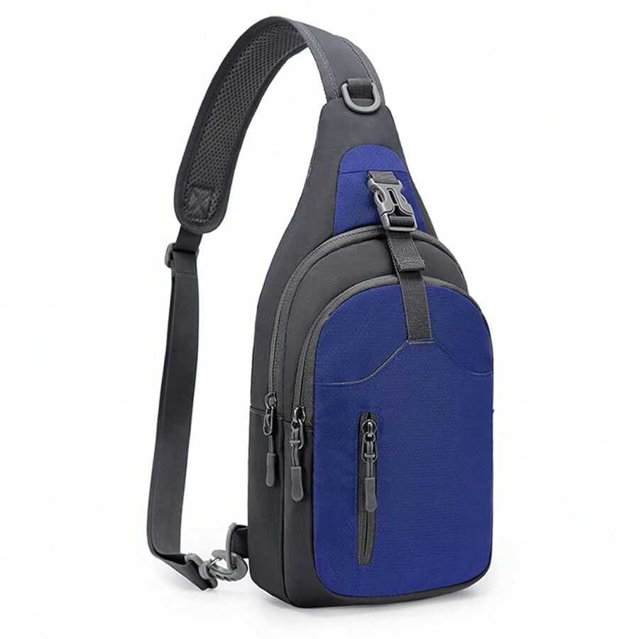 Leichte Brusttasche Sling Schulter Rucksäcke, Brusttasche Herren mit Verstellbarem Schultergurt, Umhängetasche Crossbody Bag Backpack für Outdoorsport, Radfahren, Hundewandern (Orange) …-9257 - Blau - Übersicht 1