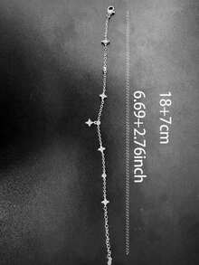 1pc Women's Fashionable Shiny Four-Leaf Flower Anklet, Waterproof Stainless Steel Chain With Copper Flower Pendant, Suitable For Daily Wear, Parties, Beach