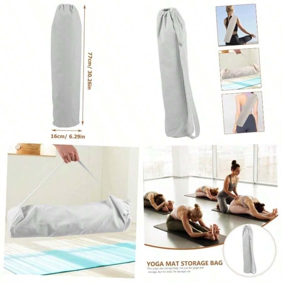 Bolsa De Almacenamiento Para Esterilla De Yoga Cilndrica Correa Hombro Para Llevar Casa o Gimnasio Organizador De Fitness - Blanco - Ver 1