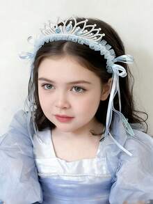 1pc Princess Headband, Children's Day Princess Headdress, Crown Hair Clip Headband, Suitable For Role Play, Party Costume Prop - Blue - View 5