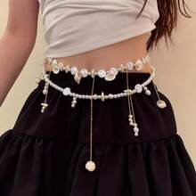 Seaside Beach Dressing Artifact~New Pearl Shell Tassel Waist Chain Women'S Vacation Belt Skirt Accessories - 銀色 - 查看 5