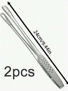 2pcs Stainless Steel Food Tongs - Long Handle Non-Slip BBQ Tongs For Grilling, Steak Tongs With Locking Clip, Kitchen Cookware Accessory - Silver - View 8