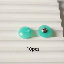 10pcs Multihued Ombre Resin Round Metal Shank Buttons, Suitable For Sweaters, Cardigans & Coats - Multicolor - View 14