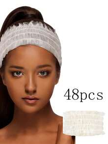 48 Pieces Disposable Spa Headbands Soft Non-Woven Facial Hair Band Elastic Facial Head Wraps Cloth Stretch Skin Care Makeup Sauna Washing Face Supplies For Women - Multicolor - View 11