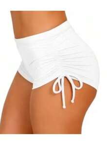 SW Shorts Beach Bikini Sunkini Shorts With Adjustable Side Ties For Swimming Pool, Women's Summer, Knot, Beach - 白色 - 查看 2