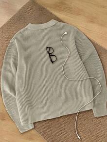 男士休闲拉链针织毛衣，有领，百搭秋冬