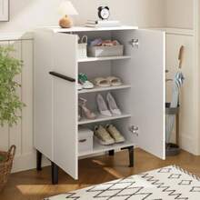 Modern Double-Door Shoe Cabinet With Ample Storage Space And Adjustable Shelves – Practical Storage Unit For The Entryway, Space-Saving Design, 95*60*34.5 Cm - White - View 8