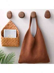 4pcs Walnut/Beech Wood Wall Mounted Coat Rack, Handmade Wooden Clothes Hanger, Can Hang Backpacks, Towels, Hats - Sturdy Wall Mounted Coat & Hat Storage Rack - Multicolor - View 11