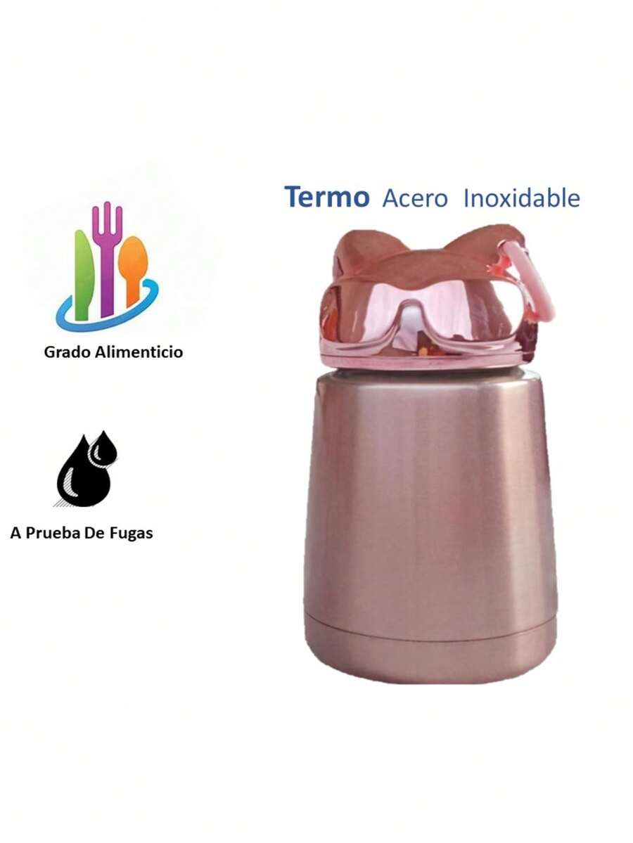 termo gato portátil de acero inoxidable color rosa 300 ml - Rosa - Ver 1