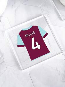 1-Piece Personalized Football Jersey Coaster, World Cup Football Gift, Dad's Coaster, Children's Coaster, Father's Day Gift, Grandparents' Gift, Sports Gift, World Cup Fan Gift. - Multicolor - View 5