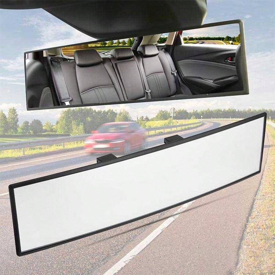 Universal 11.81 Inch Panoramic Convex Real View Mirror For Car SUV Trucks Reversible Passengers High-Quality Glass Anti-Fall Design Easy Install Rearview Mirror - A - Xem 1