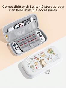Cat Cake, Cherry, Tulip Pattern Game Console Carrying Case With Strap, Suitable For Switch/Switch OLED/Switch Lite/New Switch 2 (2025), Built-In Stand, 10 Game Card Slots, Portable Travel Bag, Anti-Drop And Shock-Proof | Game Card And Accessory Storage Bag - Multicolor - View 6