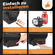 LILIIN Gasvärmare, 10/15/30 KW gasvärmare, gasfläkt med termostat, varmluftsgenerator, svart (220V-240V, propan/butanflaskor, med tryckreduceringsventil och gasslang) - Svart 15 kW - Visa 6