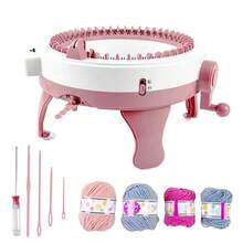Máquina de tejer 48 Agujas, tablero de tejer telar doble giratorio, telar de tejer inteligente máquinas de tejer redondas, máquinas de tejer kit de telar de telar para adultos y niños - Rosa - Ver 13