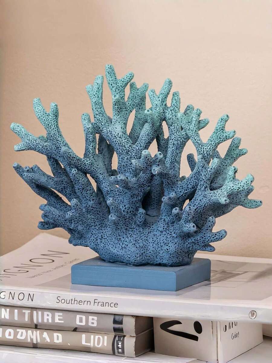 Blaue Korallen Figur, Korallen Statue aus Harz, Heimdekoration, maritimes Thema Heimdekoration, Strand/Küsten/Ozean Thema Schrank/Tisch Dekoration. Geeignet für Heimdekoration, Schlafzimmerdekoration, Büro und Wohnheim, Aufbewahrung, Hochzeitsdekoration, Hausdekoration, Schmuckaufbewahrung, Partydekoration, auch ein tolles Geschenk. - Verschiedenfarbig - Übersicht 1
