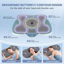 Cervical Neck Pillow For Neck And Shoulder, Odorless Memory Foam Pillow With Soft Silk Cover, Ergonomic Orthopedic Neck Support Pillow For Side, Back & Stomach Sleepers - Gray,2PCS - Gray - 2pcs - View 2
