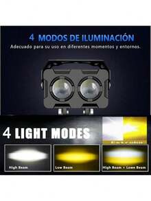 2 Pieces Auxiliary Headlights Dual Color Magnifying LED Lights For Car Motorcycle - With Strobe Light - View 2
