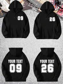 Customized Men's Hoodie - Sports Jersey Lucky Number Customization - Add Your Text/Name/Lucky Number/Sports Player Number/Design Your Own Personalized Printed T-Shirt/Great For Watching Games With Friends, Team Uniforms, Fall, Long Sleeve Top