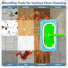 For 10x4.5-Inch Mop 2/4 Packs Reusable Mop Pads Compatible With Sweeper, Microfiber Chenille Washable Mop Pads, Dry & Wet Sweeping Mopping Cloths - Baby Blue - View 3