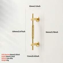 金色复古抽屉拉手，橱柜衣柜门把手，法式复古锌合金家具门把手五金件，单孔抽屉把手，孔距可选：96mm、128mm、160mm、192mm、320mm，附带安装螺丝 - 金色 - 查看 15