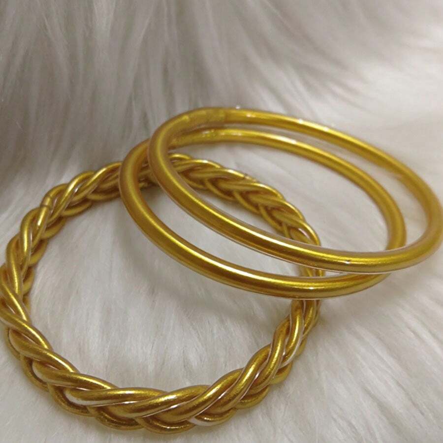 3件套5股编织果冻手镯套装，质地光滑，轻盈时尚，女士饰品。