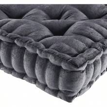 Intelligent Design Azza - Almohada de Piso para Adultos Almohada de Piso para Meditación o Yoga Felpilla Brillante con Bordes Festoneados 20 x 20 x 5 Pulgadas Color Carbón Cuadrado - Carbncuadrado - Ver 2