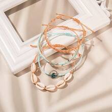 FANCY SHINY Wave String Bracelets Braid Puka Shell Bead Bracelets Handmade Cute  Boho Easter Jewelry Gifts For Women - Coral - 查看 4