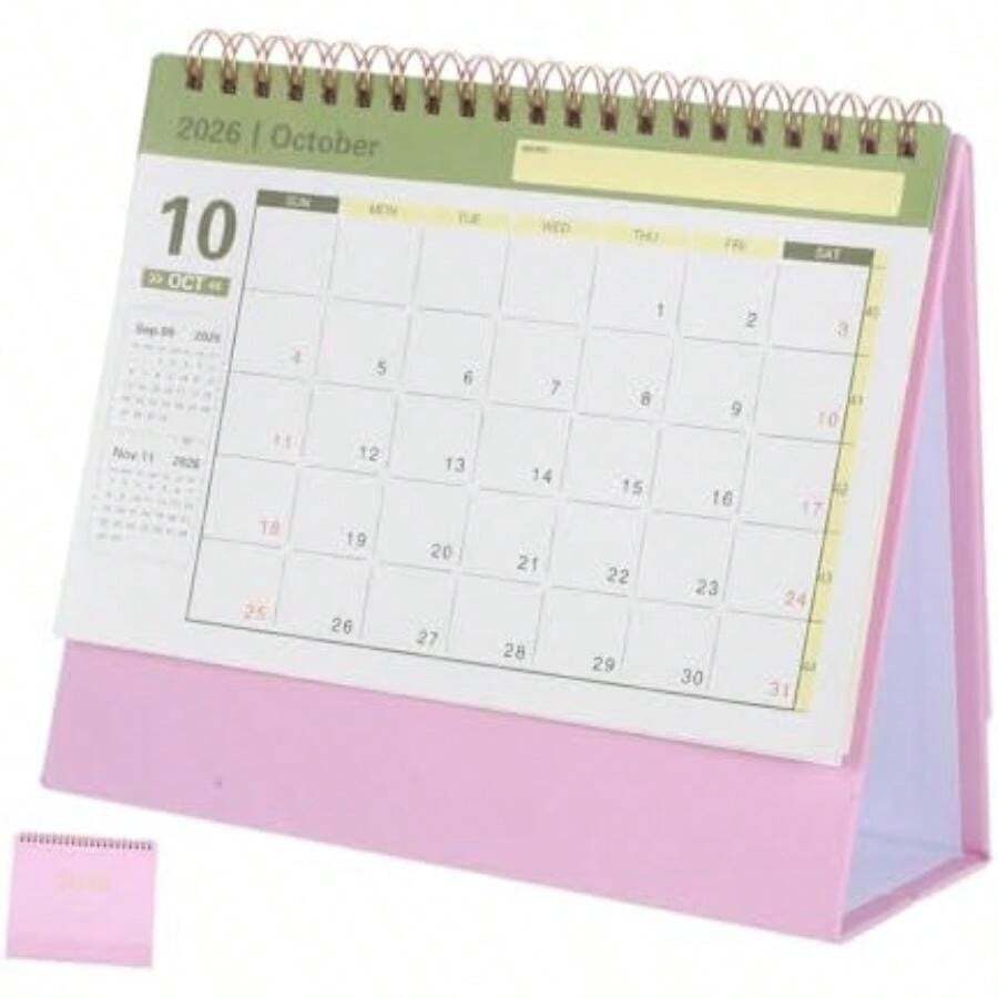 NUOBESTY Calendario De Escritorio Pequeño 2025-2026: Mini Calendario De Año Nuevo De Escritorio, Plegable, Para El Hogar, La Escuela Y La Oficina.(default) - Multicolor - Ver 1
