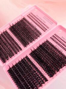 Rikuaild 638pcs Fluffy Eyelash Extension Kit, Includes 5-7mm Lower Lashes & 9-18mm High Capacity Wide Stem Lashes, Mixed D Curl (50D/60D/80D/100D), Creates Natural, Dense, Soft, Comfortable & Lightweight False Eyelashes, Long-Lasting. The Set Contains Dual Eyelash Glue, Tweezers, Lash Brush & Lash Book, Suitable For Daily, Cosplay, Date & Party Makeup. - 彩色 - 查看 4