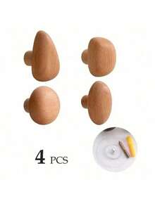 4pcs Walnut/Beech Wood Wall Mounted Coat Rack, Handmade Wooden Clothes Hanger, Can Hang Backpacks, Towels, Hats - Sturdy Wall Mounted Coat & Hat Storage Rack - Multicolor - View 9