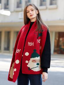 LEAJOURNO. 1条圣诞针织保暖围巾，多功能可爱围脖，男女通用，适合情侣、学生，秋冬季礼物 - A - 查看 4