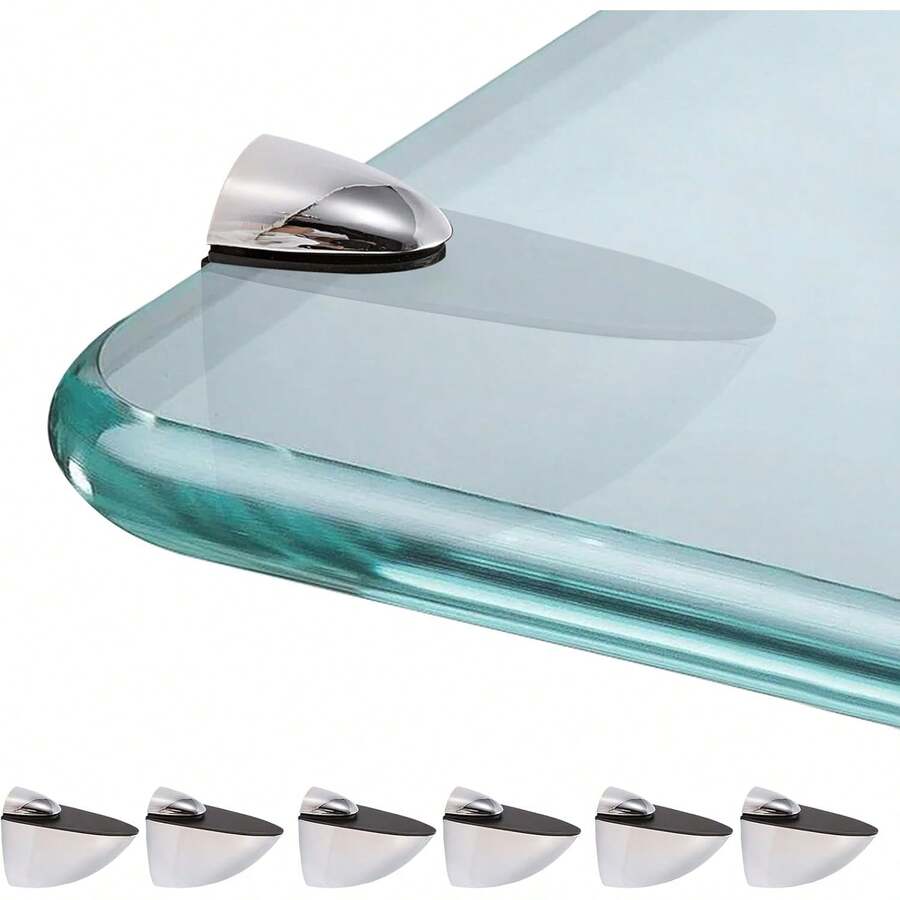 6 Soportes para Estantes Flotantes de Vidrio, Soporte Ajustable para Estante de Vidrio, Abrazaderas de Vidrio para Divisores de Mesa y Estantes de Repisa Baño - 1 - Ver 1