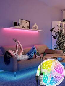 1卷RGB柔性LED灯带，USB供电，3键控制，多色可调氛围灯 - 彩色 - 查看 6