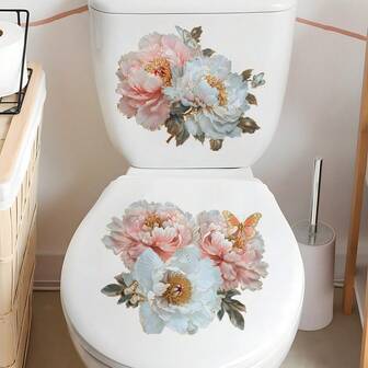 Elegant Chinese Style Floral Ceramic Toilet Seat Cover, Softly Decorates The Bathroom Space With A Refined Oriental Ambiance