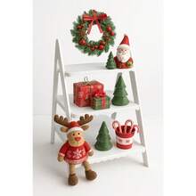 Kit Decoração de Mesa Natal com Escadinha 3 Andares e 2 Bandejas Hexagonais Vermelha e Verde - Multicolorido - Visão 4