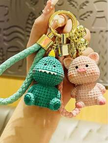 1pc Casual Cute Plush Pig Keychain, Fashionable Ornament For Backpack, Bag, Car Keys - Multicolor - View 9