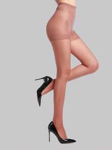 1pc Women 20D Minimalist Solid Brown Tights For Pantyhose - Brown - View 3