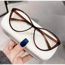 1 Pair Women's Blue Light Absorbing Eyewear - Polished Cat Eye Big Frame Glasses For Computer Use & Vision Care |   Back To School, Fall, Christmas - 棕色 - 查看 6