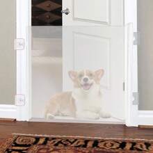 Barrera para Perros - Retrctil para Perros Sin Taladros Pantalla Ajustable para Mascotas  Infantil Barrera Ancha para Bebs Nios Escaleras Pasillos Interior Exterior - Blanco + CH - Ver 3