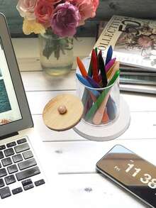 Transparent Acrylic Cleaning Swab Storage Box, Suitable For Vanity, Bathroom, Desk Organization Bathroom Accessories - Multicolor - View 9